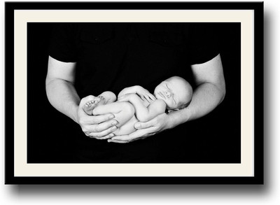 

Baby sleeping in fathers hand Fine Art Print(10 inch X 14 inch, Framed)