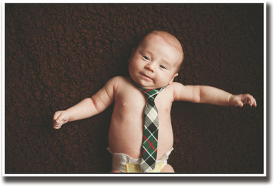 

Cute newborn baby with tie Fine Art Print(12 inch X 18 inch, Rolled)