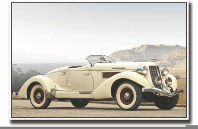 

Posterhouzz White vintage car Fine Art Print(12 inch X 18 inch, Rolled)