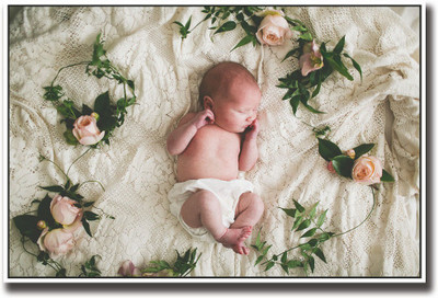 

Baby surrounded by roses Fine Art Print(12 inch X 18 inch, Rolled)