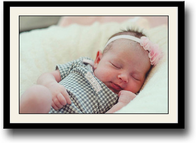 

Baby girl with bow smiling Fine Art Print(10 inch X 14 inch, Framed)