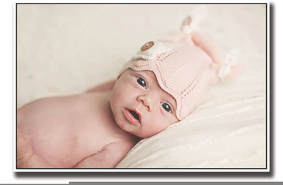 

Posterhouzz Baby with pink cap Fine Art Print(12 inch X 18 inch, Rolled)
