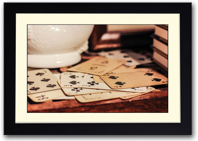 

Old Playing Cards On Table Fine Art Print(14 inch X 20 inch, Framed)