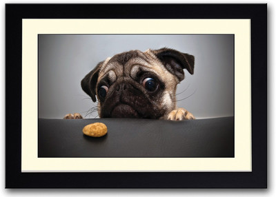 

Cute Pug With A Cookie Fine Art Print(14 inch X 20 inch, Framed)