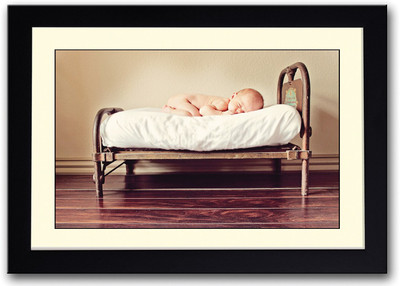 

Baby On A Small Bed Fine Art Print(14 inch X 20 inch, Framed)