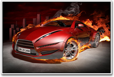 

Red Car in Flames Paper Print(12 inch X 18 inch)