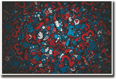 

Blue and red abstract figures Fine Art Print(12 inch X 18 inch, Rolled)