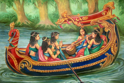 

Oshi - Ladies In Boat Fine Art Paper Print(12 inch X 18 inch, Streched)