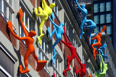 

Colourful men climbing wall (Poster) Paper Print(12 inch X 18 inch)