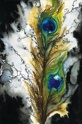 

PEACOCK FEATHER PAINTING 12X18 INCHES Fine Art Print(18 inch X 12 inch)