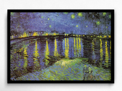 Seven Rays Starry Night Over the Rhone by Vincent Van Gogh Framed (Small)(13 inch X 18 inch)
