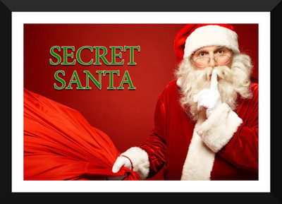 

Tallenge - Christmas Art - Secret Santa Sssh - Small Size Ready To Hang Framed Digital Art Print On Photographic Paper(12 inch X 8 inch, Framed)