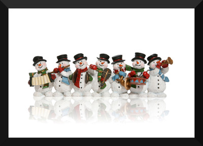 

Tallenge - Christmas Art - Musical Snowmen - Large Size Ready To Hang Framed Digital Art Print On Photographic Paper(24 inch X 16 inch, Framed)