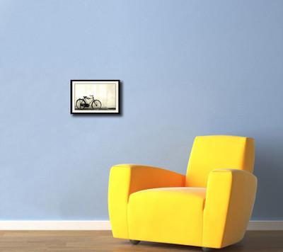 

Vintage bicycle b&w Photography Fine Art Print(10 inch X 14 inch, Framed)