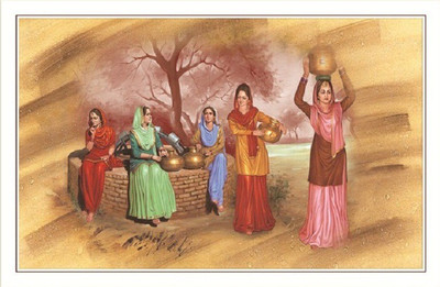 

Bm Traders Punjabi Village Big Rolled Canvas Art(30 inch X 60 inch)
