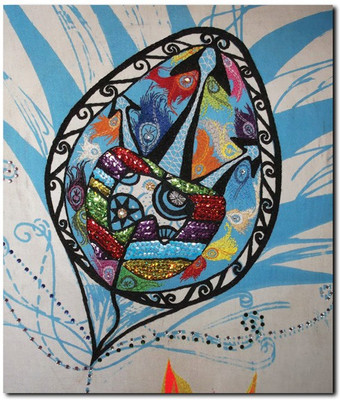 75% OFF on Stybuzz Mosaic Painting Abstract Frameless Canvas Art(22 inch X 18 inch)