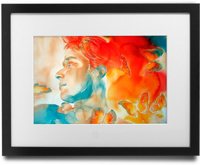 

Shaildha's Water Colour Painting Print of Orange Lady With Butterfly 2 Fine Art Print(9 inch X 11 inch)