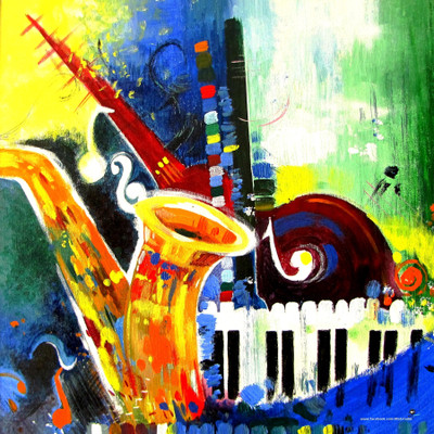 

Musical Instruments Painting Style Paper Print(12 inch X 12 inch)