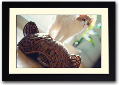 

Cute Cat under Basket Fine Art Print(14 inch X 20 inch, Framed)