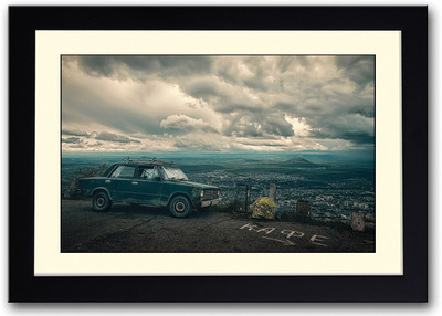 

Vintage Car Beautiful Sky Fine Art Print(14 inch X 20 inch, Framed)