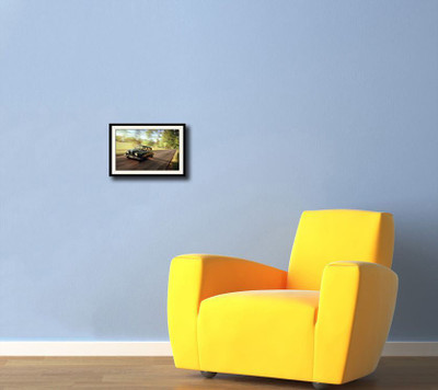 

Vintage Car on road Fine Art Print(10 inch X 14 inch, Framed)