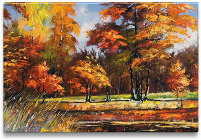 37% OFF on Autumn Landscape on The Bank of The River Canvas Art(10 inch X 15 inch)
