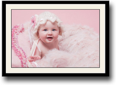 

Cute Baby with pink pillow Fine Art Print(10 inch X 14 inch, Framed)