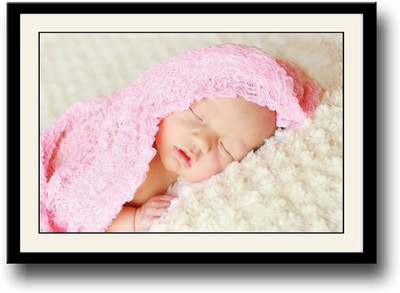 

Cute baby with pink cloth Fine Art Print(10 inch X 14 inch, Framed)
