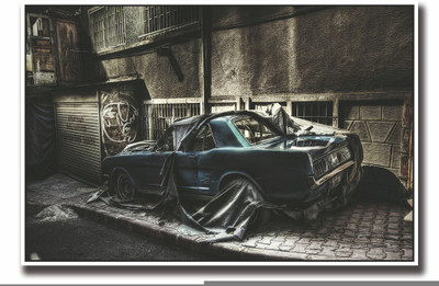 

Posterhouzz Vintage car covered and parked Fine Art Print(12 inch X 18 inch, Rolled)