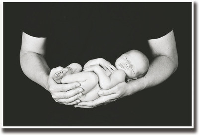 

Baby sleeping in fathers hand Fine Art Print(12 inch X 18 inch, Rolled)