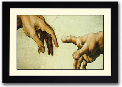 

Vintage Hands Touching Art Fine Art Print(14 inch X 20 inch, Framed)