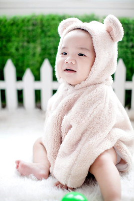 

Child's Love - Cute Baby in Animal Outfit Paper Print(18 inch X 12 inch, Streched)