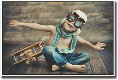 

Baby boy with an airplane Fine Art Print(12 inch X 18 inch, Rolled)