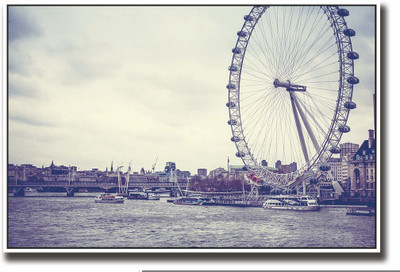 

Posterhouzz Giant wheel river and boats Fine Art Print(12 inch X 18 inch, Rolled)