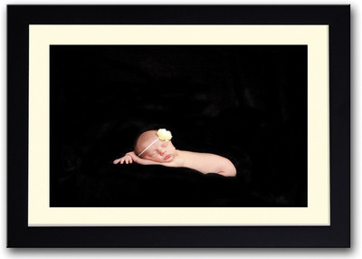 

Cute Baby With Yellow Bow Fine Art Print(14 inch X 20 inch, Framed)