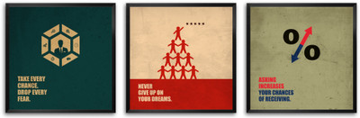 

Drop Every Fear, Your Dreams, Asking Increases Business Quotes (Set Of 3) Paper Print(8.8 inch X 8.8 inch, Framed)
