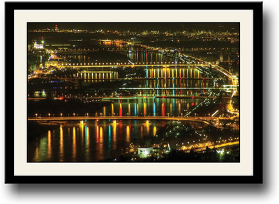 

Lights on bridges at night Fine Art Print(10 inch X 14 inch, Framed)
