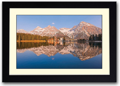 

Reflection of Mountain in water Fine Art Print(14 inch X 20 inch, Framed)