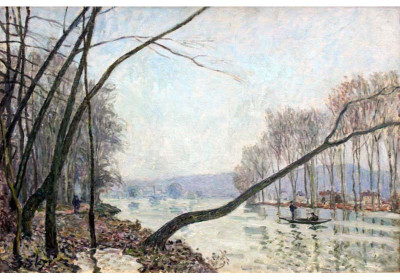 

Old Masters Collection - Bank of the Seine in Autumn by Alfred Sisley - Medium Size Ready To Frame Rolled Digital Art Print On Photographic Paper(27 inch X 18 inch, Rolled)