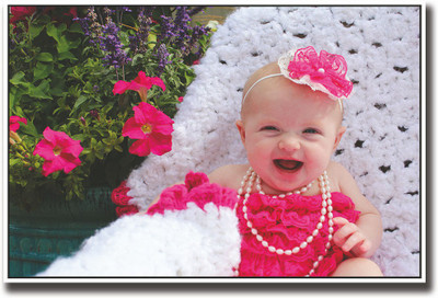 

Baby girl laughing in pink dress Fine Art Print(12 inch X 18 inch, Rolled)
