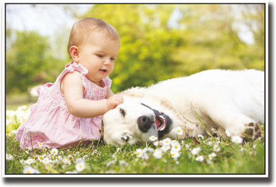 

Cute baby girl with dog Fine Art Print(12 inch X 18 inch, Rolled)