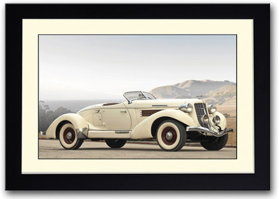

White Vintage Car Fine Art Print(14 inch X 20 inch, Framed)
