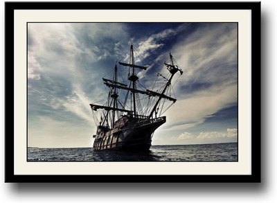 

Black Pirate Ship Fine Art Print(10 inch X 14 inch, Framed)