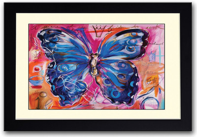 Blue Artistic Butterfly Fine Art Print(14 inch X 20 inch, Framed)