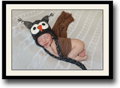 

Cute baby with owl hat Fine Art Print(10 inch X 14 inch, Framed)