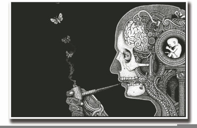 

Posterhouzz Face smoking butterflies Fine Art Print(12 inch X 18 inch, Rolled)