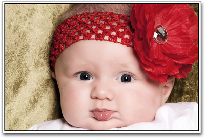 

Cute Baby with Red Flower Paper Print(12 inch X 18 inch)