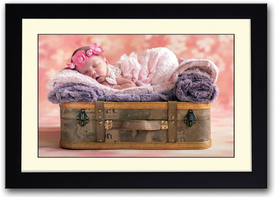 

Cute Baby With Pink Flower Hair Band Fine Art Print(14 inch X 20 inch, Framed)