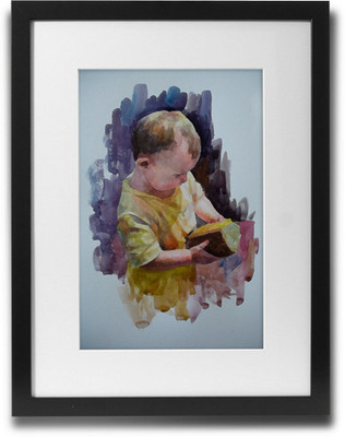 

Shaildha's Water Colour Painting Print of Baby With Cheese And Bread Fine Art Print(11 inch X 9 inch)