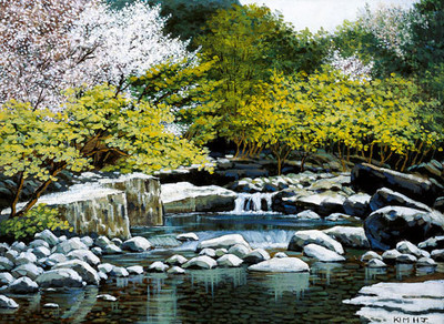 20% OFF on Rocky Stream Canvas Art(18 inch X 24 inch)